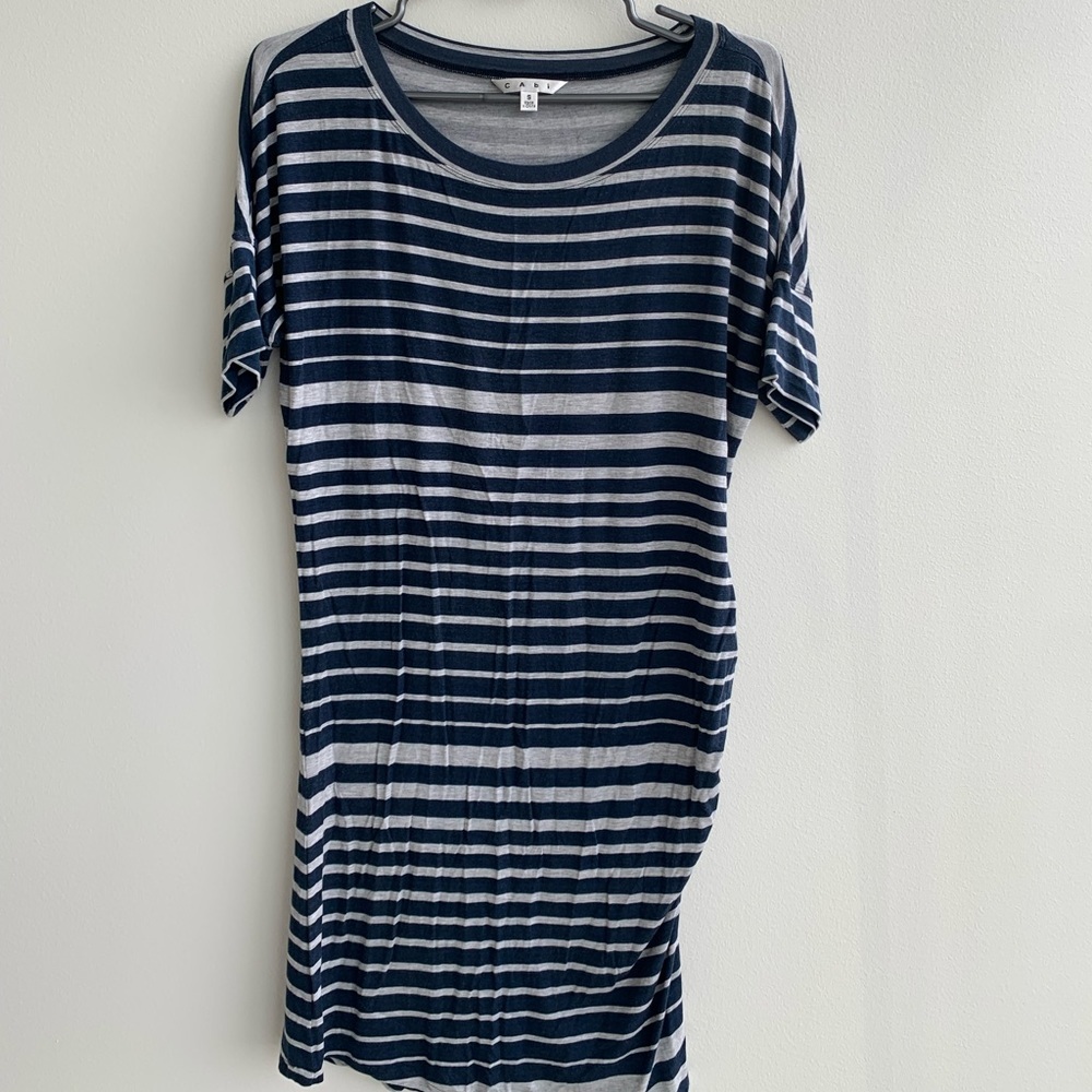 CAbi Jersey Striped Navy and Blue Dress Size Small